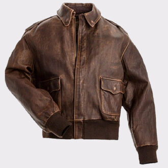 Brown Real Leather Mens Bomber Flight Jacket