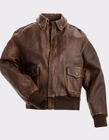 Aviator Men A2 Distressed Brown Real Leather Bomber Flight Jacket