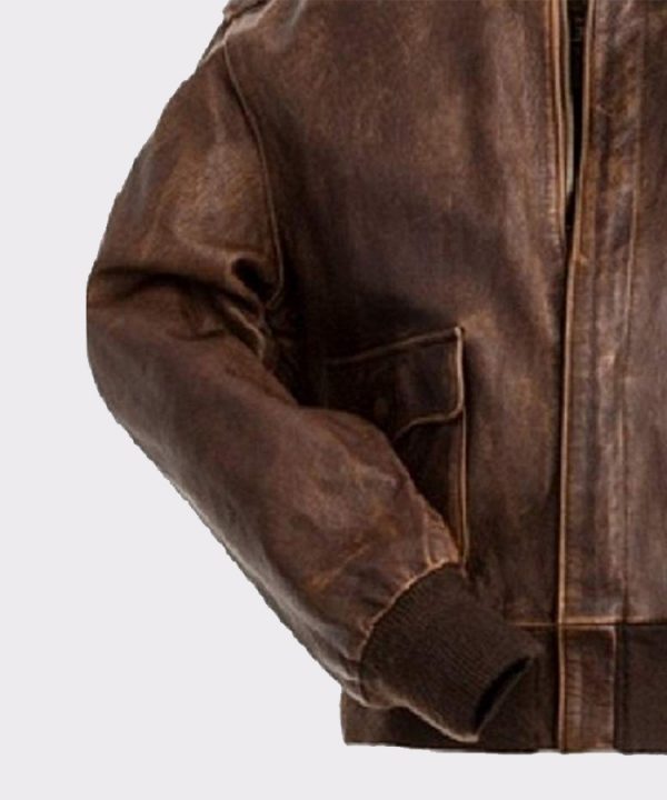 Aviator Men A2 Distressed Brown Real Leather Bomber Flight Jacket