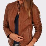 Biker Brown Real Leather Brown Jacket Women