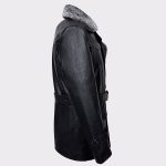 Black Furr Men's Classic Reefer Military Hide Leather Jacket