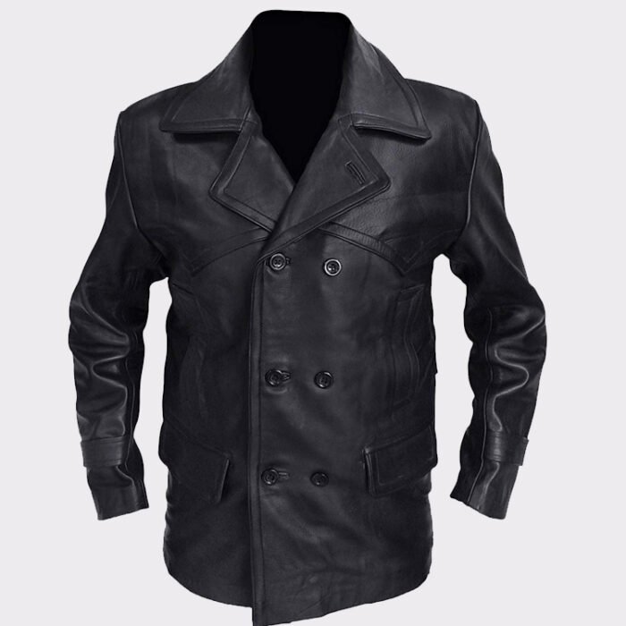 Black Real Leather Biker Coat