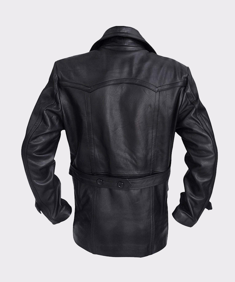 Black Real Leather Biker Coat
