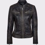 Black Leather Jacket Biker Style Real Lambskin Leather Jacket