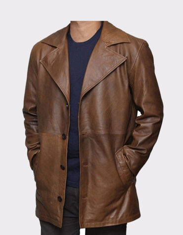 Brown Trench Real leather Long Coat