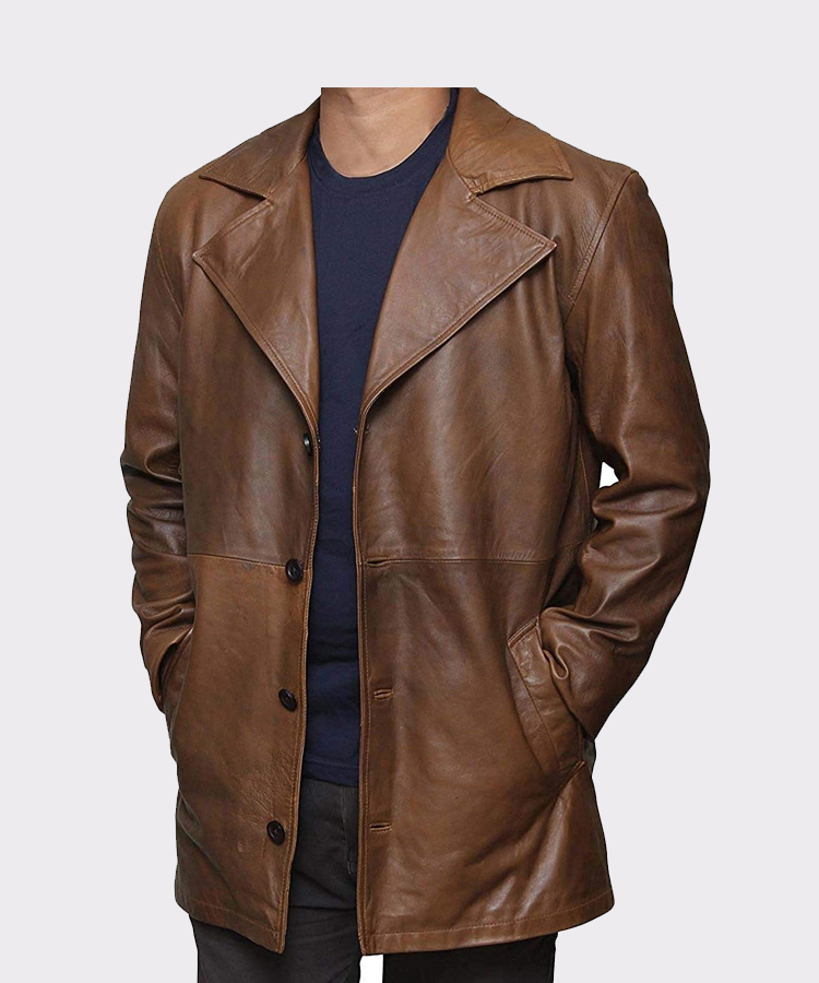 Brown Trench Real Leather Long Coat - Timeless Sophistication | Free ...