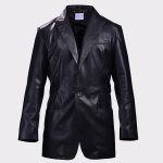 Classic Black Leather Blazer Men's Coat - Timeless Sophistication