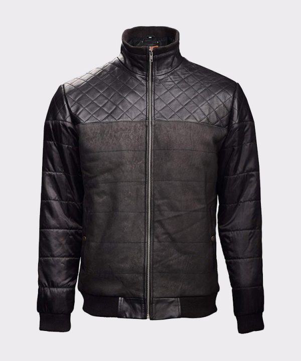 Fashion Black Bomber Leather Jacket