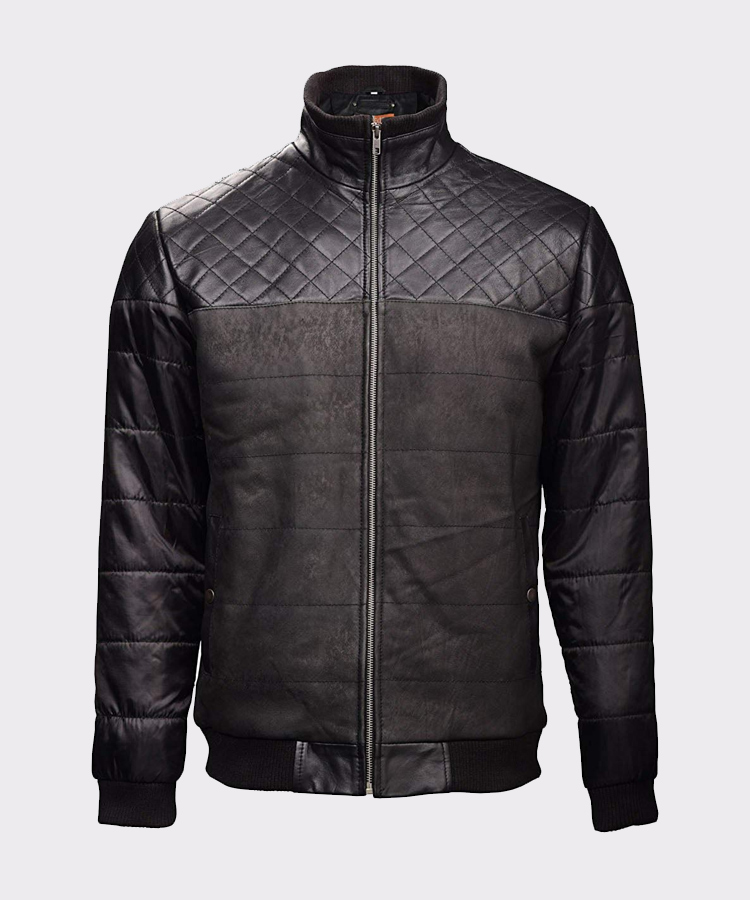 Fashion Black Bomber Leather Jacket | Mready Leather Wears