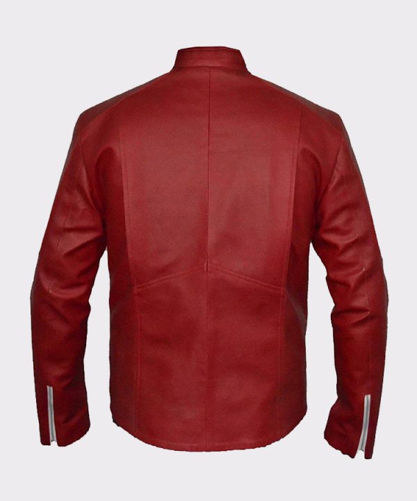 Flash Logo Superhero Cosplay Costume Red Sheep Leather Jacket