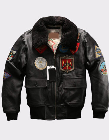 Fur Collar Genuine Leather Jacket Men cowskin Coat Pilot Suit Bomber Jacket
