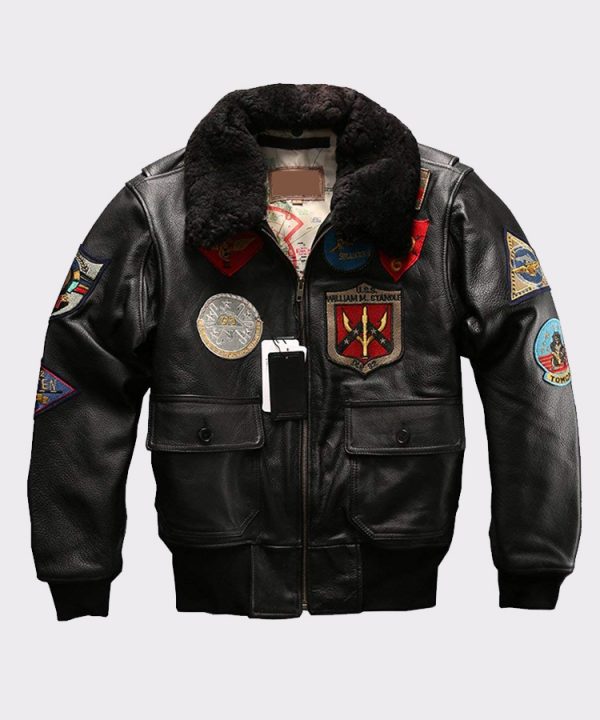 Fur Collar Genuine Leather Jacket Men cowskin Coat Pilot Suit Bomber Jacket