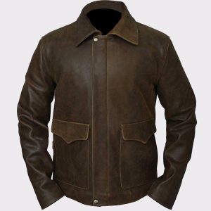 Indiana Jones Harrison Ford Brown Cow Hide Real Leather Jacket