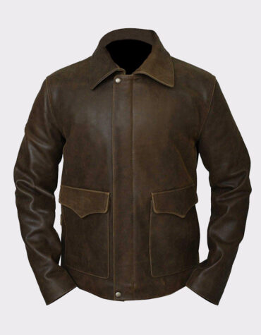 Indiana Jones Harrison Ford Brown Cow Hide Real Leather Jacket