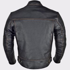 Men Motorcycle Armor Leather Jacket Vintage Style