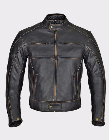 Men Motorcycle Armor Leather Jacket Vintage Style