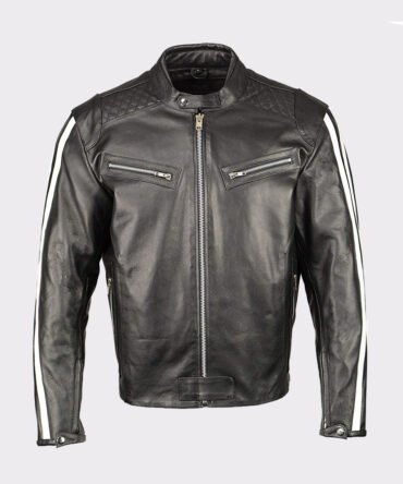 Men's Armored Leather Jacket Racing Stripes