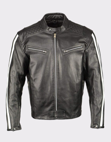 Men's Armored Leather Jacket Racing Stripes