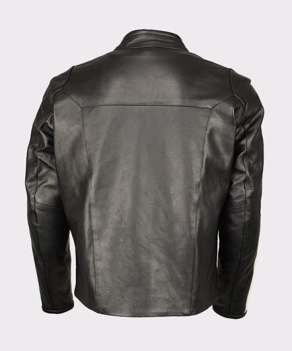 Men's Armored Leather Jacket Racing Stripes