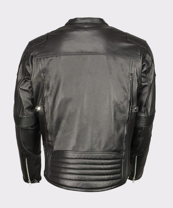 Men's Armored Triple Vent Leather Jacket Stretch Side
