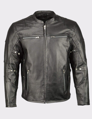 Men's Armored Triple Vent Leather Jacket Stretch Side