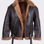 Brown shearling jacket mens for winters