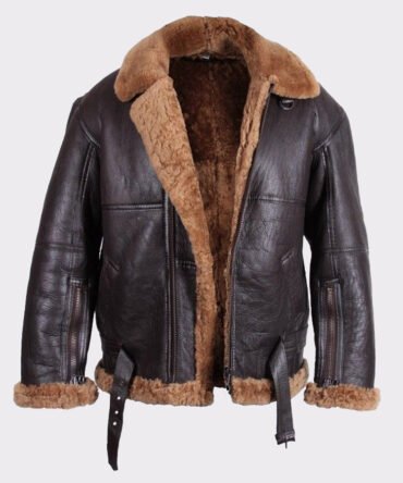 Brown shearling jacket mens for winters