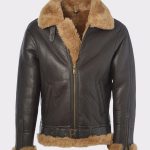 Brown shearling jacket mens for winters