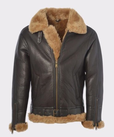 Brown shearling jacket mens for winters