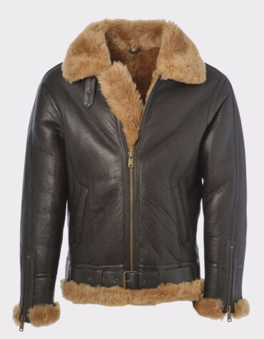 Brown shearling jacket mens for winters