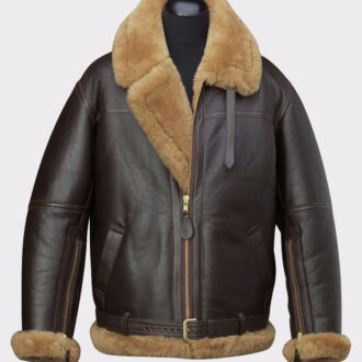 Brown fur shearling jacket mens for winters
