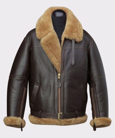 Brown fur shearling jacket mens for winters