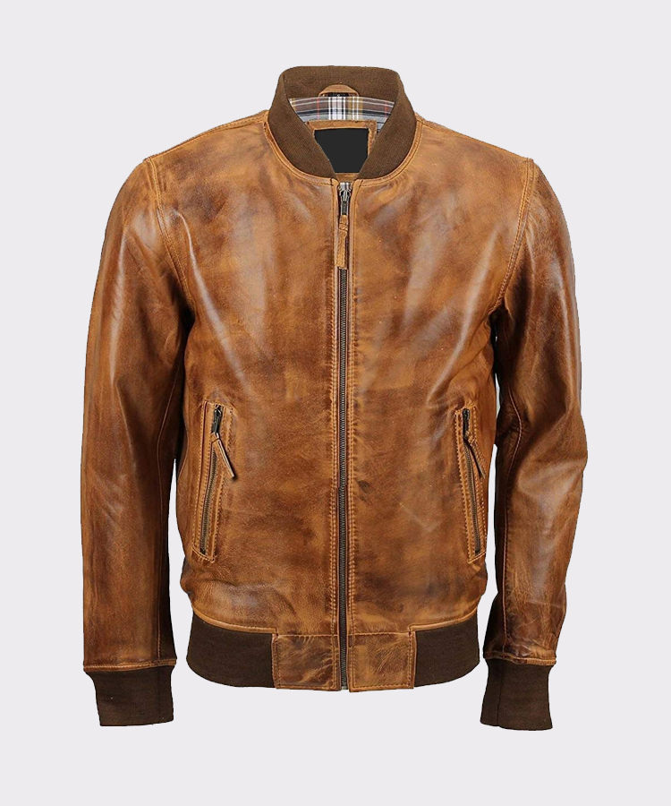Western Leather Mens Lambskin Leather Bomber Biker Jacket