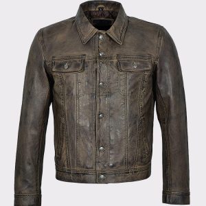 Men's Classic Dirty Brown Real Leather Jacket