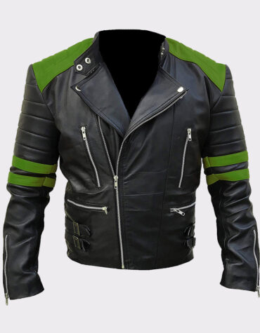 Men's Classic Vintage Motorcycle Green Real Leather Jacket