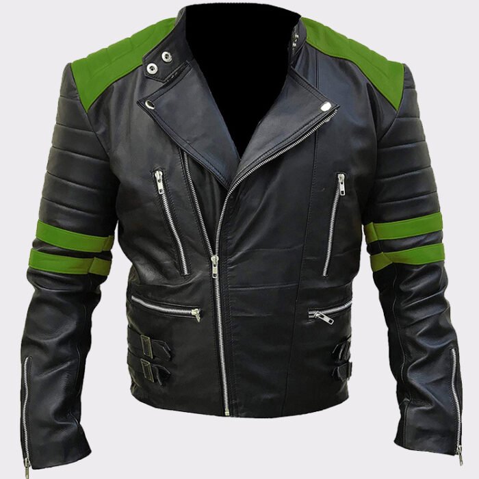 Men's Classic Vintage Motorcycle Green Real Leather Jacket