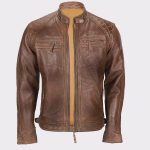 Men's Franco Distressed Brown Genuine Lambskin Leather Jacket - Affordable Price - Free Shipping