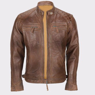Men's Franco Distressed Brown Genuine Lambskin Leather Jacket