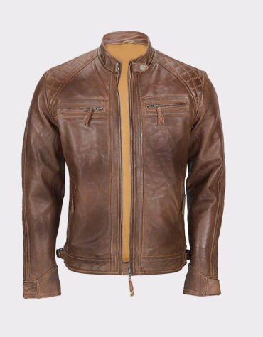 Men's Franco Distressed Brown Genuine Lambskin Leather Jacket