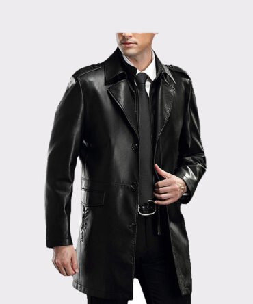 Men's Lapel Business Leather Coat Lambskin Leather Car Coat