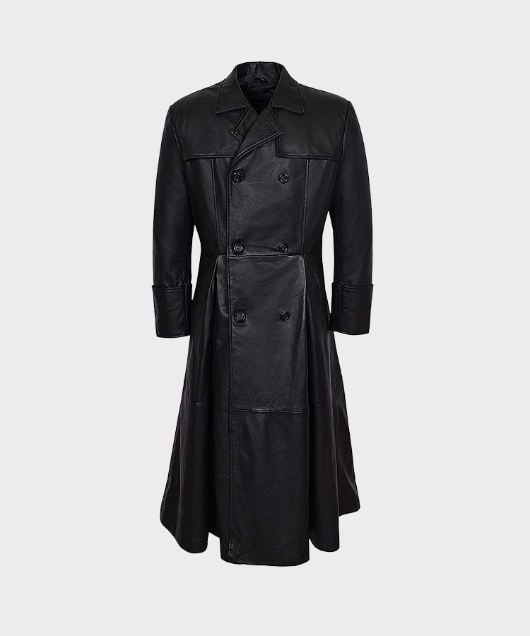 NM-Fashions Matrix Morpheus Black Crocodile Long Leather Trench Coat Full  Length at  Men’s Clothing store