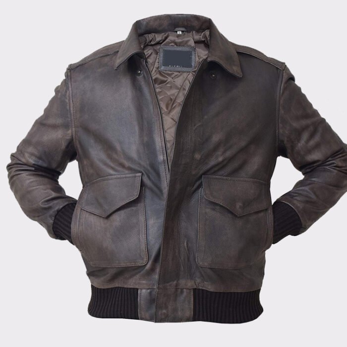 Men's Bomber A-2 Aviator Pilot Police Military Real Leather Jacket