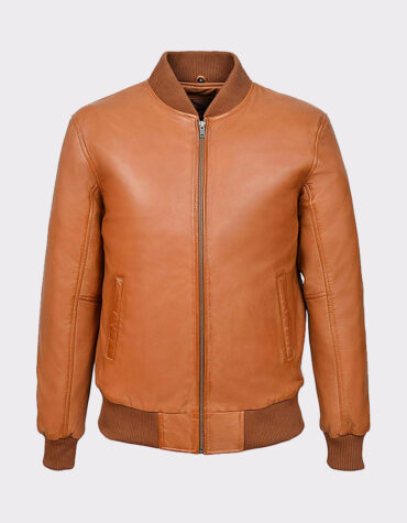 Men's Tan Plain Napa wax leather Biker Jacket