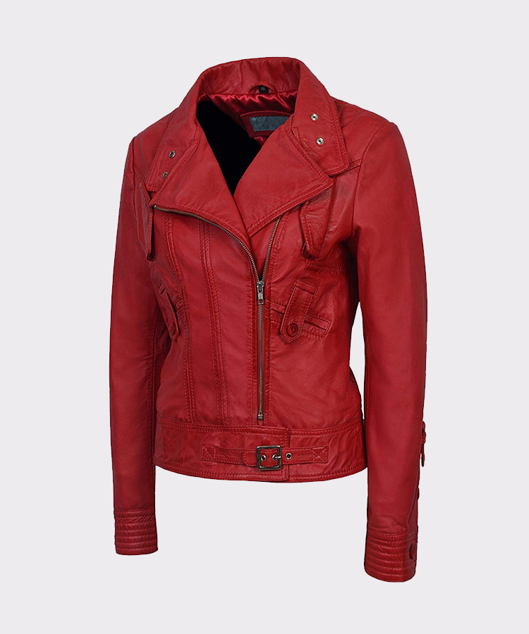 SculptChic - Supermodel Ladies Red Rock Biker Jacket | Free Shipping ...
