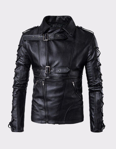 Simit Fashionable Lambskin Biker Black Motorcycle Leather Jacket