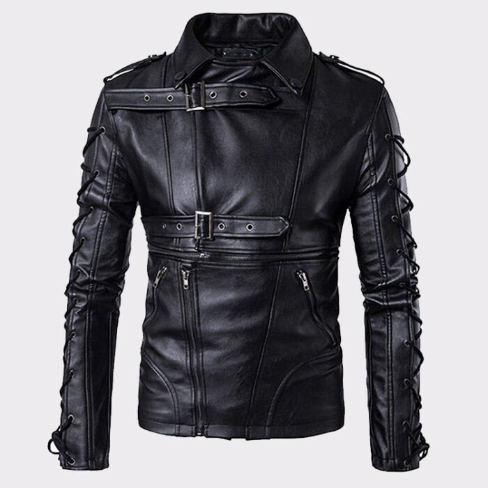 Simit Fashionable Lambskin Biker Black Motorcycle Leather Jacket