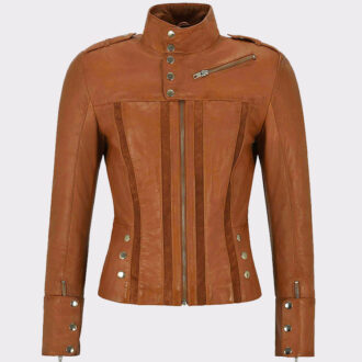 Suede Patch Front Real Lambskin Leather Jacket