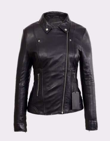 Stylish black leather jacket for women