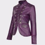 Womens Military Punk Style Real Leather Casual Jacket