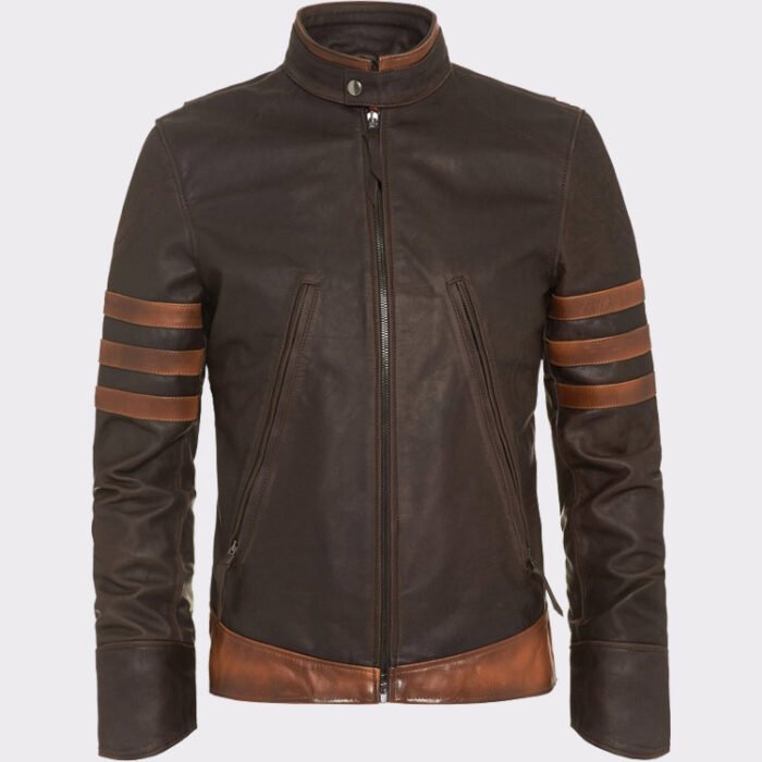 X-Men Wolverine Origins Vintage Style Brown Motorcycle Leather Jacket